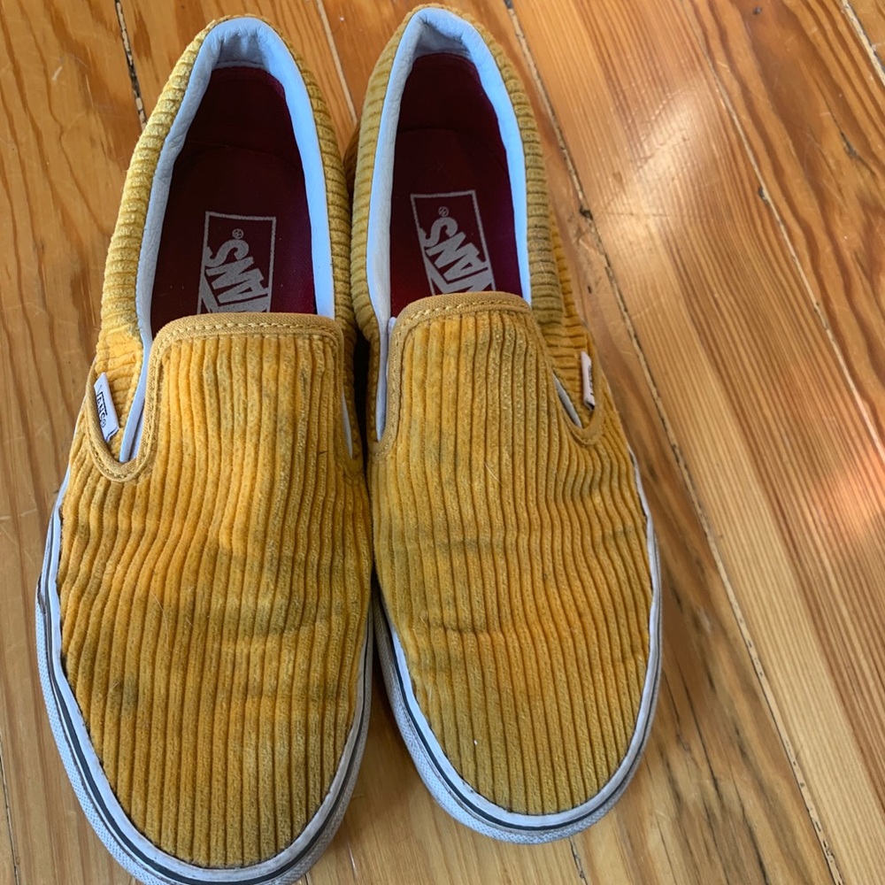 Yellow(mustard) corduroy slip on vans